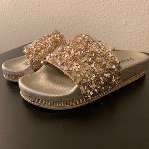 Gold Sparkle Slides